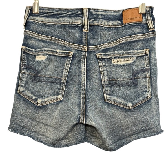 American Eagle Hi-Rise Shortie Shorts Size 4 NE(X)T Level Stretch Distressed - Picture 2 of 7